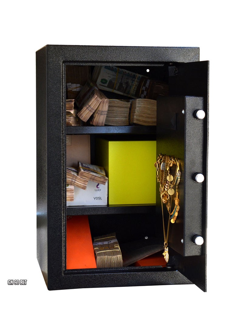 Safety Tech Safety Tech Electronic Safe with Two-Factor Authentication, 2-digit security system + 2 passwords + digital screen + powerful alarm + 2 locks, each lock has 2 keys + 2 two-factor passwords + digital screen + powerful alarm + size 60 cm (height) * 38 cm (depth) * 38 cm (width)  - Image 3