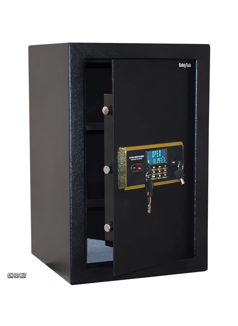 Safety Tech Safety Tech Electronic Safe with Two-Factor Authentication, 2-digit security system + 2 passwords + digital screen + powerful alarm + 2 locks, each lock has 2 keys + 2 two-factor passwords + digital screen + powerful alarm + size 60 cm (height) * 38 cm (depth) * 38 cm (width)  - Image 2