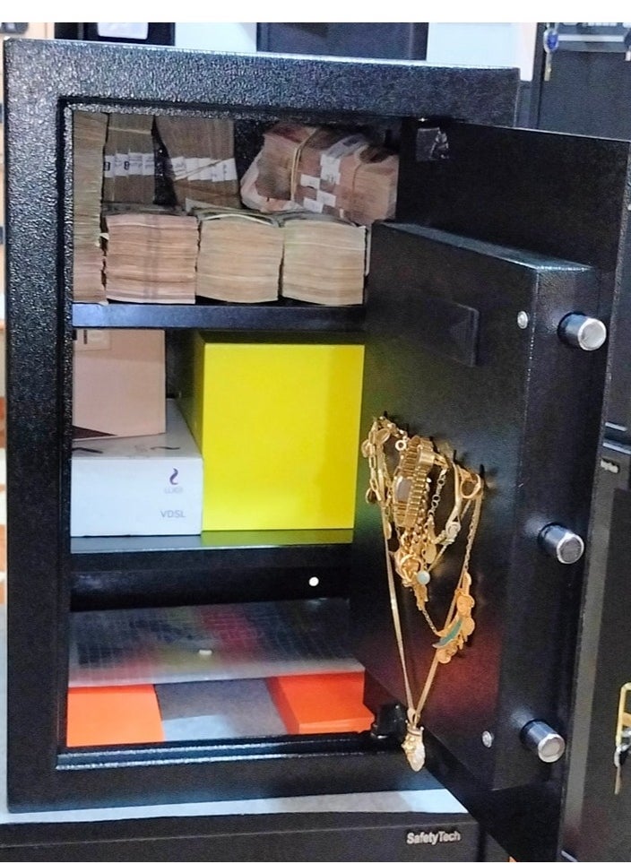 Safety Tech Safety Tech Electronic Safe with Two-Factor Authentication, 2-digit security system + 2 passwords + digital screen + powerful alarm + 2 locks, each lock has 2 keys + 2 two-factor passwords + digital screen + powerful alarm + size 60 cm (height) * 38 cm (depth) * 38 cm (width)  - Image 5