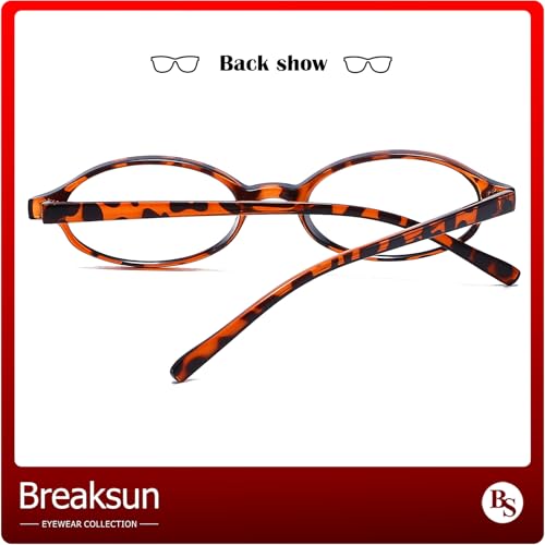 Breaksun نظارات بريكسون ريترو صغيرة بيضاوية للنساء والرجال من التسعينات للوجوه الصغيرة نظارات ضوء أزرق كوسبلاي Y2K نظارات مزيفة (سلحفاة) - Image 5