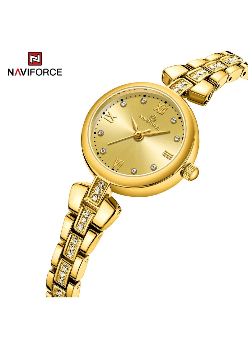 NAVIFORCE - Luxury and Elegant Gold Analog Wrist Watch with Crystal Accents and Stylish Bracelet Design - Image 1