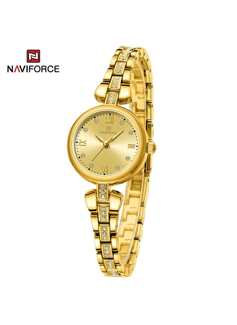 NAVIFORCE - Luxury and Elegant Gold Analog Wrist Watch with Crystal Accents and Stylish Bracelet Design - Image 1