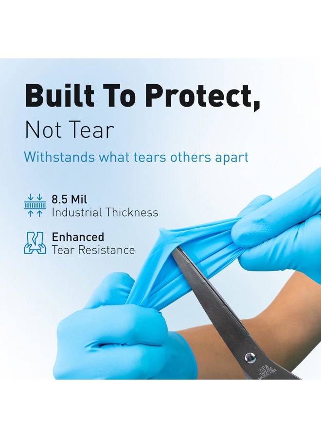 Raxwell Disposable Blue Extended Cuff Nitrile Gloves Large | 8.5-mil Heavy Duty Nitrile Examination Gloves | 50 Count Fully Textured, Latex Free & Powder Free | Food Grade, Food Safe & Puncture - Image 4