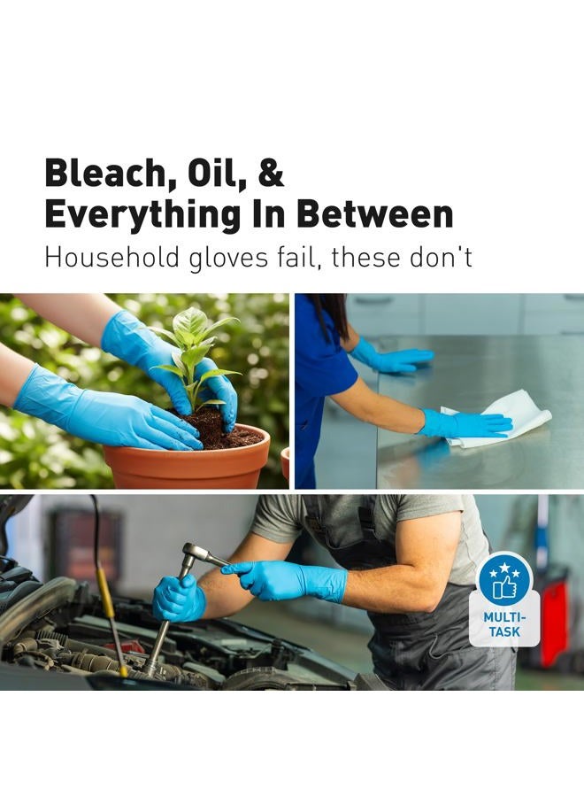 Raxwell Disposable Blue Extended Cuff Nitrile Gloves Large | 8.5-mil Heavy Duty Nitrile Examination Gloves | 50 Count Fully Textured, Latex Free & Powder Free | Food Grade, Food Safe & Puncture - Image 3