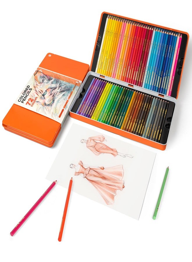Woomer 72 Artist Colored Pencils Set Beautifully Presented Tin Box Soft Core Colored Professional Numbered Art Drawing Pencils for Shading, Blending Gifts for Artist Drawing - Image 1