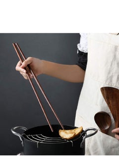 SYOSI Cooking Chopsticks Wooden Noodles Kitchen Chopsticks for Hot Pot, Frying Cooking Noodle Extra Long Traditional Chinese Wooden Chopsticks Brown  - Image 2