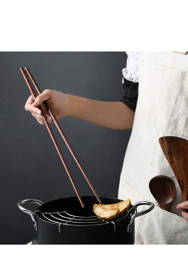 SYOSI Cooking Chopsticks Wooden Noodles Kitchen Chopsticks for Hot Pot, Frying Cooking Noodle Extra Long Traditional Chinese Wooden Chopsticks Brown - Image 2