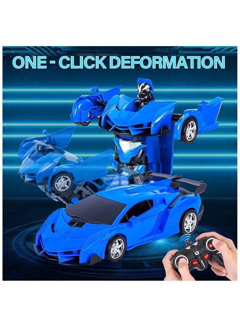TJMR 2-in-1 remote control toy, Transforming Remote Control Robot Car for Kids, Blue RC Sports Car with Easy Transformation and 360 Rotation, Fun Action Toy Gift - Image 4