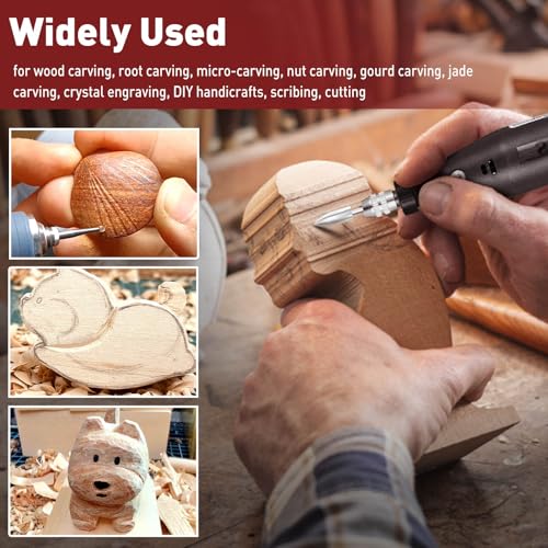 PONTASS Wood Carving Bits Compatible with Dremel Rotary Tool with 1/8"(3mm) Shank, 7Pcs HSS Different Drill Bit to Meet Your Different Needs, Durable Engraving Rotary Tool Accessories for DIY Woodworking - Image 3