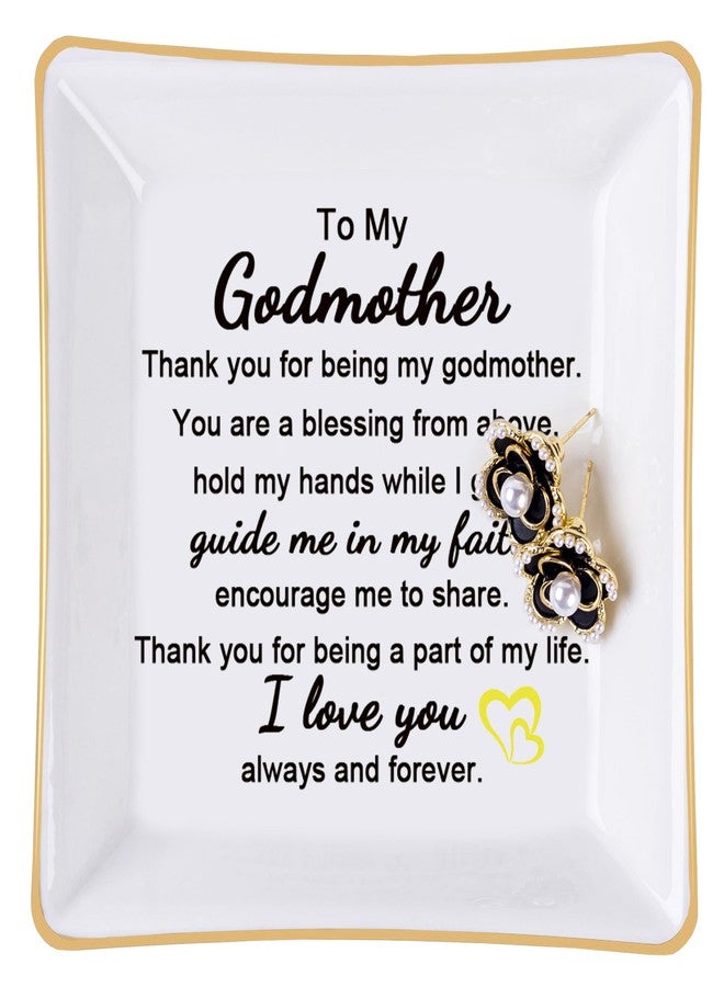 Piudee Godmother Gift - Thank You for Being My Godmother Jewelry Dish Trinket Tray, Godmom Birthday Mother's Day Christmas Gifts for Godmother, Godmother Gifts from Godchild - Image 1