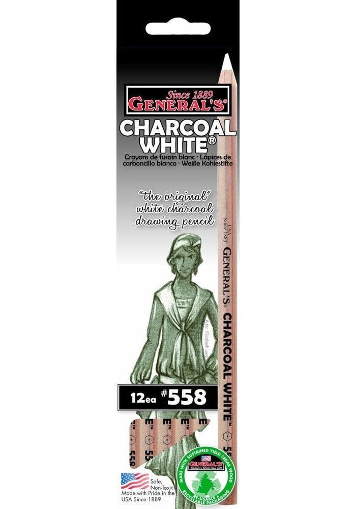 General's Charcoal White Drawing Pencil - 12 Count - Image 1