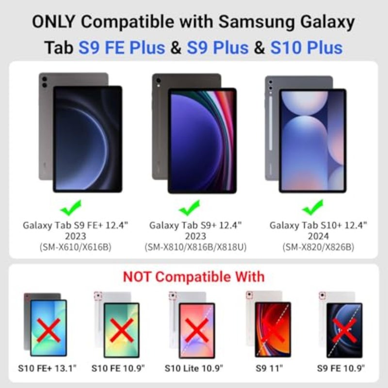 حافظة لوحة مفاتيح iXTRA مع لوحة لمس لجهاز Samsung Galaxy Tab S9 FE+/S9+/S10+ 12.4 بوصة مع حامل أقلام S بإضاءة خلفية 7 ألوان، حافظة لوحة مفاتيح S9 FE Plus S10 Plus لوحة مفاتيح بلوتوث مغناطيسية قابلة للفصل، أسود - Image 2