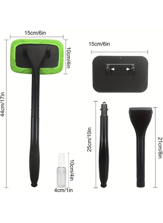 Dark Blue Extendable Car Window Cleaning Tool Set with Washable Reusable Microfiber Pad - Image 2