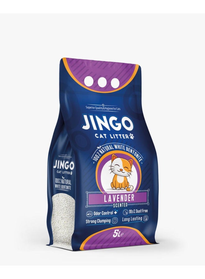 جينجو رمل القطط برائحة اللافندر- 5 لتر