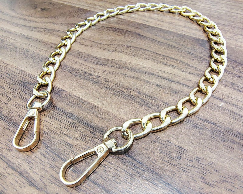 Tia Premium Purse Shoulder Bag Chain Strap Handle, Handbag Purse Chain Replacement, Purse, Clutch Making, Decoration & DIY (1Pc, Golden Flat Chain-17Inch) - Image 2