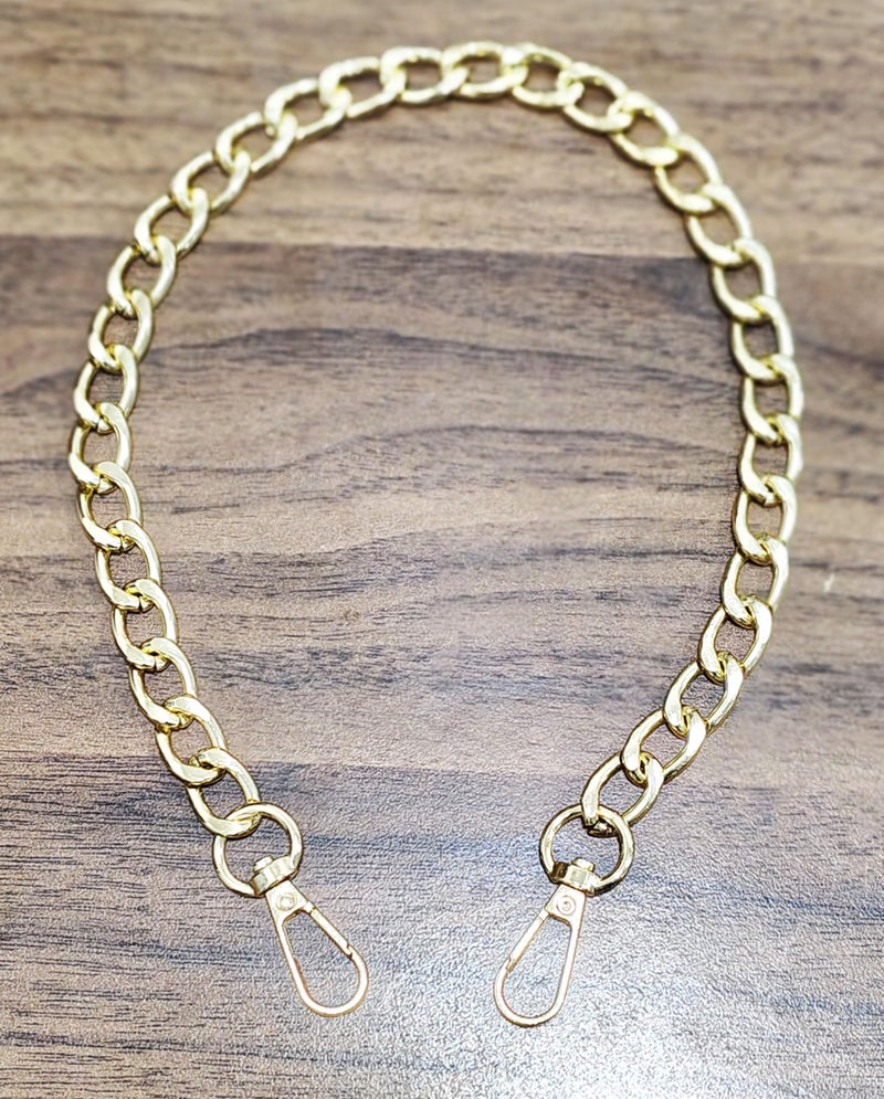 Tia Premium Purse Shoulder Bag Chain Strap Handle, Handbag Purse Chain Replacement, Purse, Clutch Making, Decoration & DIY (1Pc, Golden Flat Chain-17Inch) - Image 4