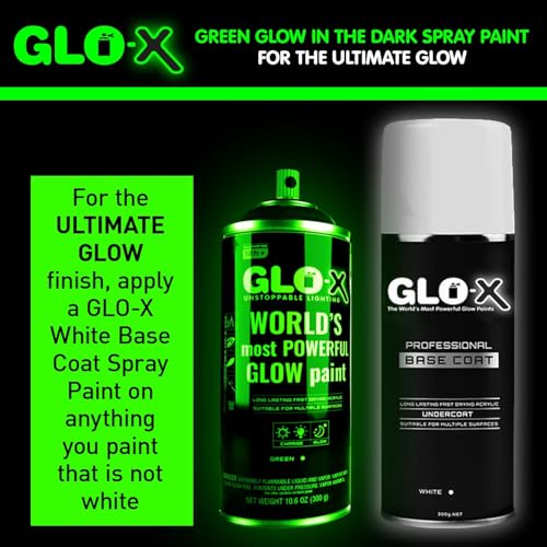 GLO-X Green Glow in the Dark Spray Paint - Make Halloween Indoor and Outdoor Decorations Glow Neon Fluorescent in the Dark - Metal Plastic Fabric - Image 3