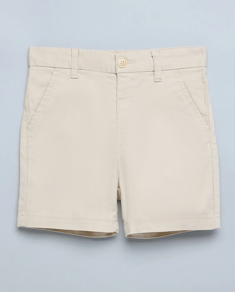 أر أند بي Solid Shorts with Button Closure
