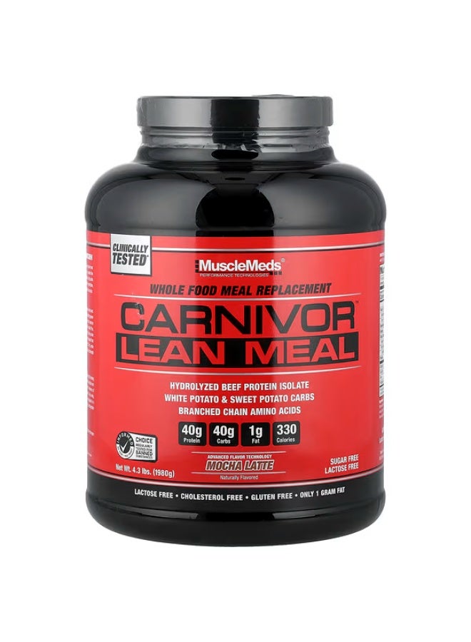MuscleMeds, Carnivor™ Lean Meal, Mocha Latte, 4.3 lbs (1,980 g) - Image 1