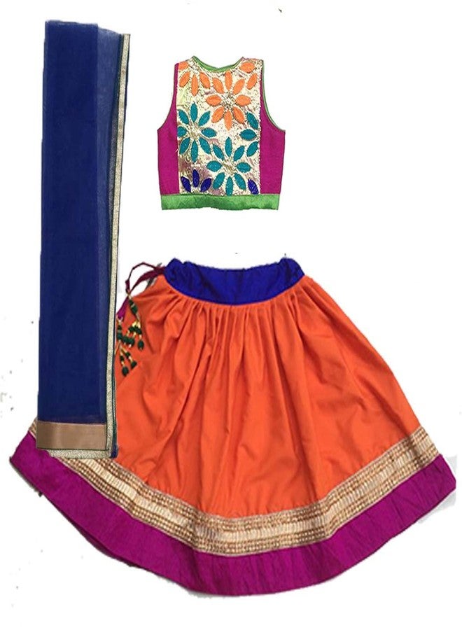 Aglare Girls' Net Lehenga Choli (D_puple_orange_blue_tikifull_24_Purple_5-6 Years) - Image 1