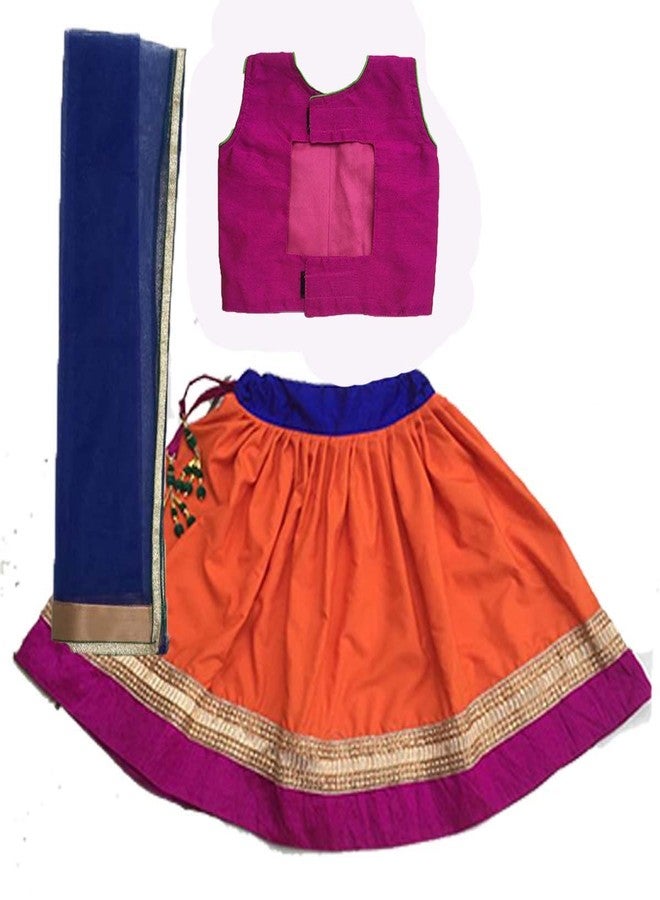 Aglare Girls' Net Lehenga Choli (D_puple_orange_blue_tikifull_24_Purple_5-6 Years) - Image 2