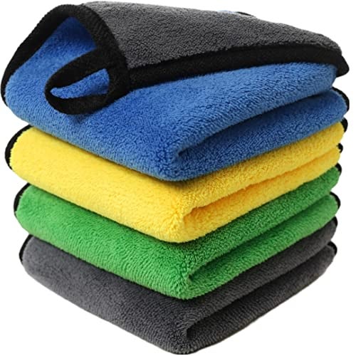 Auto Hub Microfiber Car Cleaning Cloth - Og Soft 800 Gsm (30X40 Cm) Microfiber Cloth For Car And Bike - Scratchless Drying And Detailing, Pack Of 4, Mix, Multicolor - Image 1