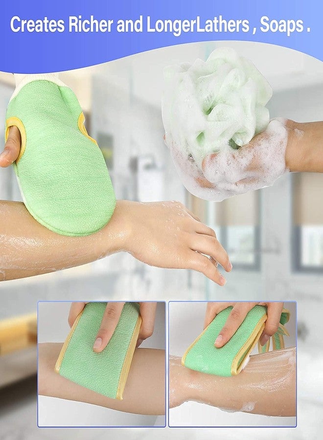 LYDL 3PCS Bathing Exfoliating Set Back Scrubber,Sponge Loofah Ball,Loofah Glove|Double Side Scrubbing Strap|Dead Skin Remove Body Scrubs for Men&Women for Skin Deep Cleaning (Random Color) (Pack of 1) - Image 5