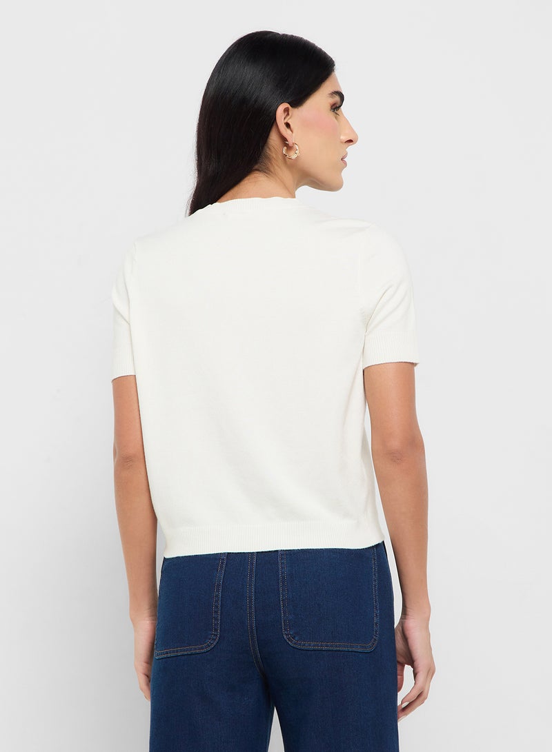 GUESS Short Sleeve Crew Neck Layla Boxy Logo Sweater  - Image 2