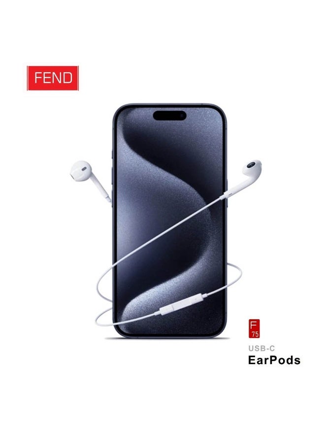 فيند سماعات أذن سلكية FEND F75 USB-C مزودة بميكروفون مدمج وتحكم في مستوى الصوت، صوت ستيريو عالي الدقة، سماعات من النوع C سهلة التوصيل والتشغيل متوافقة مع iPhone 17 Pro Max/ 17 Pro / 17 Air / 17 - Image 5