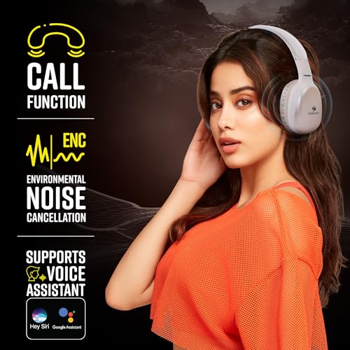 ZEBRONICS Thunder Pro (2026 Upgrade) Wireless Headphones, BT v6.0, True 60 hrs Playback, 40mm Drivers, ENC, Gaming Mode, Dual Pairing, Deep Bass, AUX & microSD, Rapid Charging (Beige) - Image 4
