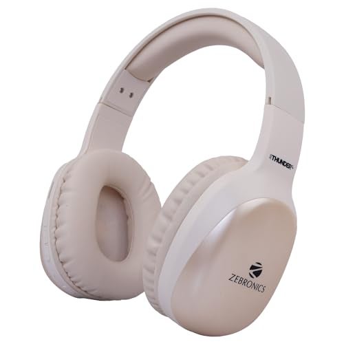 ZEBRONICS Thunder Pro (2026 Upgrade) Wireless Headphones, BT v6.0, True 60 hrs Playback, 40mm Drivers, ENC, Gaming Mode, Dual Pairing, Deep Bass, AUX & microSD, Rapid Charging (Beige) - Image 1