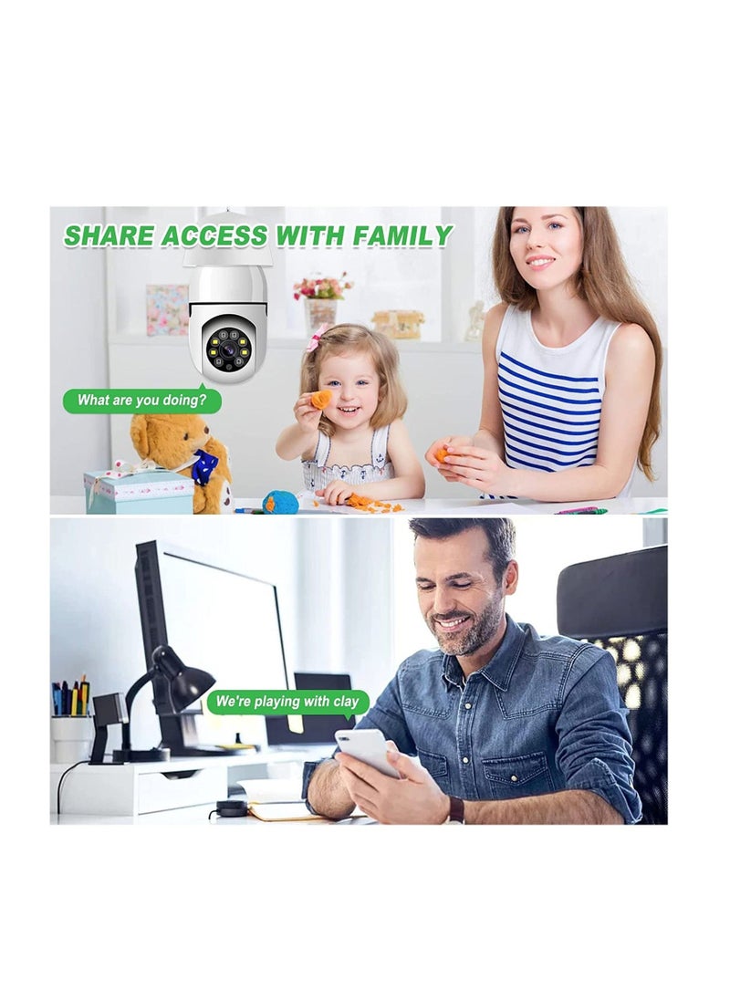 360 Degree Security Cameras Wireless Outdoor, 2.4GHz & 5G WiFi Light Bulb Camera, 1080p Wireless Cameras for Home Security, Indoor Security Camera System, Motion Detection, Two-Way Audio