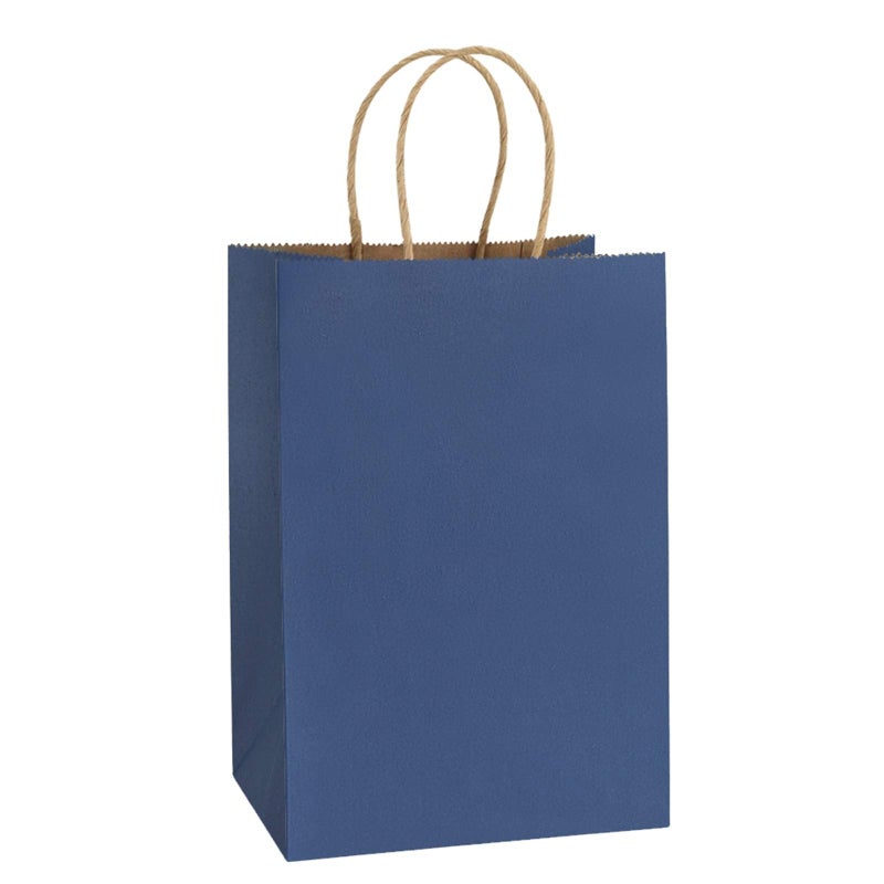BagDream Small Gift Bags 25Pcs 5.25x3x8 Navy Blue Paper Bags with Handles, Kraft Paper Sacks for Small Gifts, Birthday, Wedding Party Favor, Retail, Merchandise - Image 1