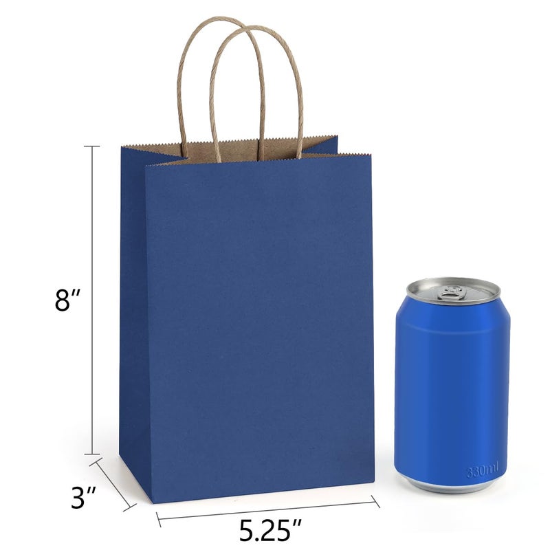 BagDream Small Gift Bags 25Pcs 5.25x3x8 Navy Blue Paper Bags with Handles, Kraft Paper Sacks for Small Gifts, Birthday, Wedding Party Favor, Retail, Merchandise - Image 2