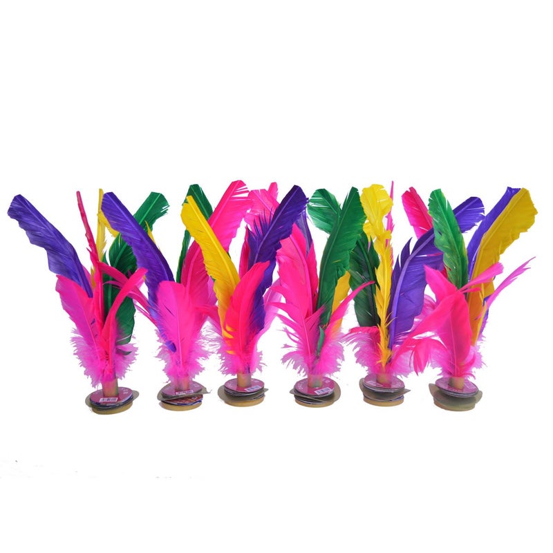 Baitaihem Kick Shuttlecock Chinese Jianzi Colorful Feather Foot Sports Outdoor Game (Style-B, 6 Pack) - Image 1