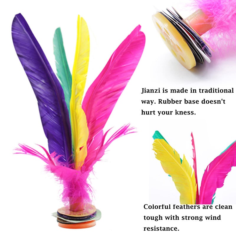 Baitaihem Kick Shuttlecock Chinese Jianzi Colorful Feather Foot Sports Outdoor Game (Style-B, 6 Pack) - Image 3