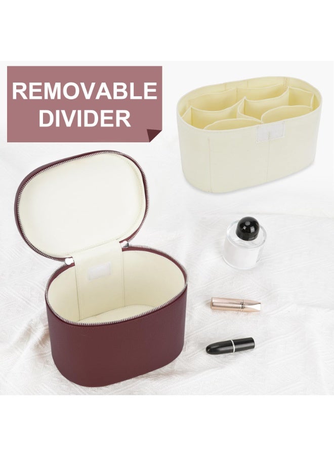 كيس ماكياج قضية الغرور مع مقسمة قابلة للإزالة كيس المرحاض حقيبة مستحضرات التجميل المحمولة كيس ماكياج منظم القضية ، بورغوندي - Image 4