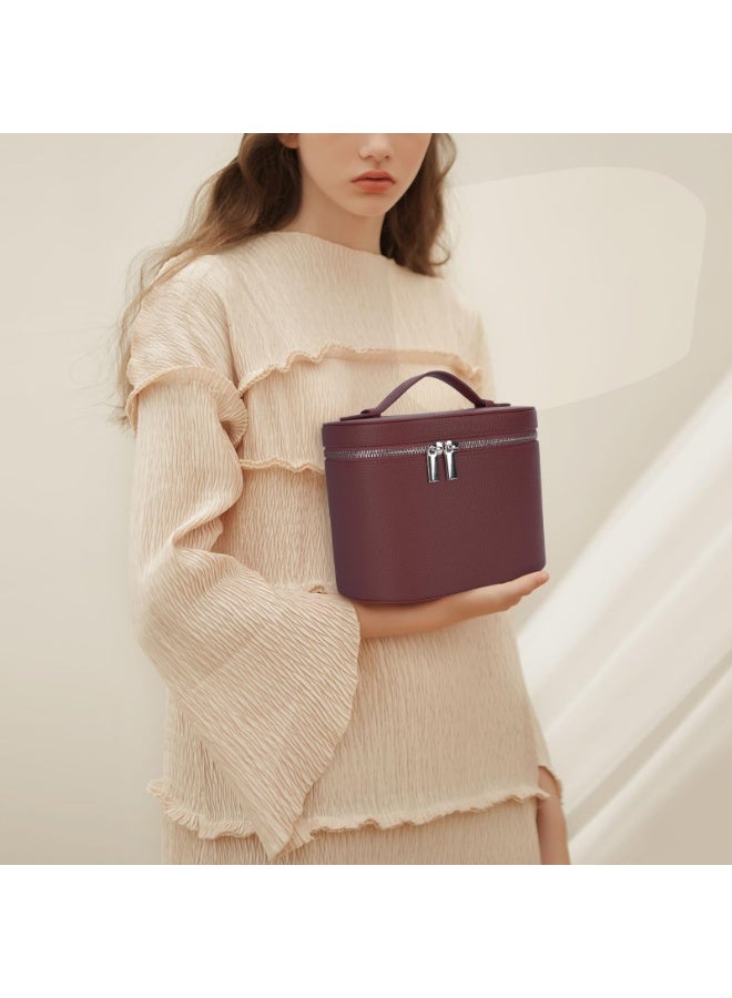 كيس ماكياج قضية الغرور مع مقسمة قابلة للإزالة كيس المرحاض حقيبة مستحضرات التجميل المحمولة كيس ماكياج منظم القضية ، بورغوندي - Image 2