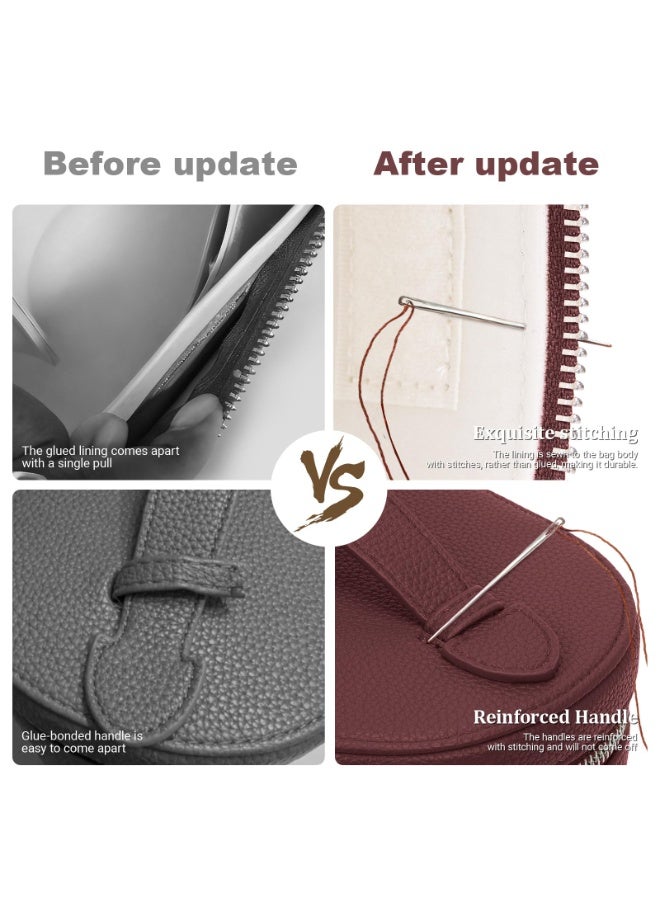 كيس ماكياج قضية الغرور مع مقسمة قابلة للإزالة كيس المرحاض حقيبة مستحضرات التجميل المحمولة كيس ماكياج منظم القضية ، بورغوندي - Image 5