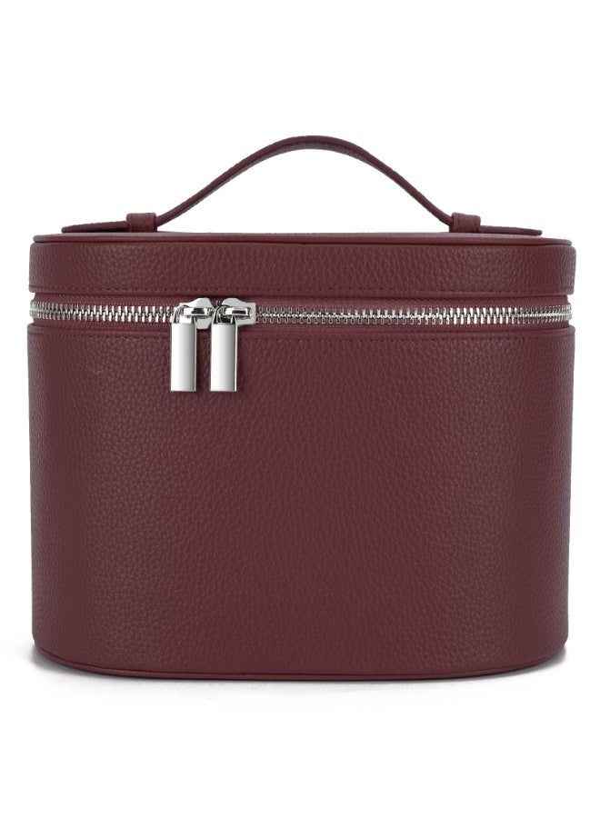 كيس ماكياج قضية الغرور مع مقسمة قابلة للإزالة كيس المرحاض حقيبة مستحضرات التجميل المحمولة كيس ماكياج منظم القضية ، بورغوندي - Image 1