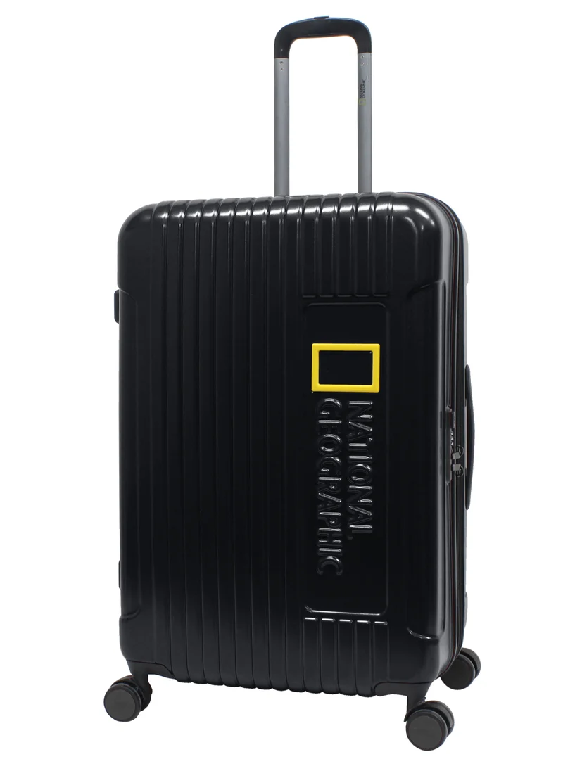 NATIONAL GEOGRAPHIC National Geographic Canyon ABS/PC Hardshell Large Check-In Suitcase Black, Durable Lightweight Expandable Anti-theft Zipper TSA Lock Travel Luggage, 4 Double Wheel Trolley Bag (71 cm/28 Inch).