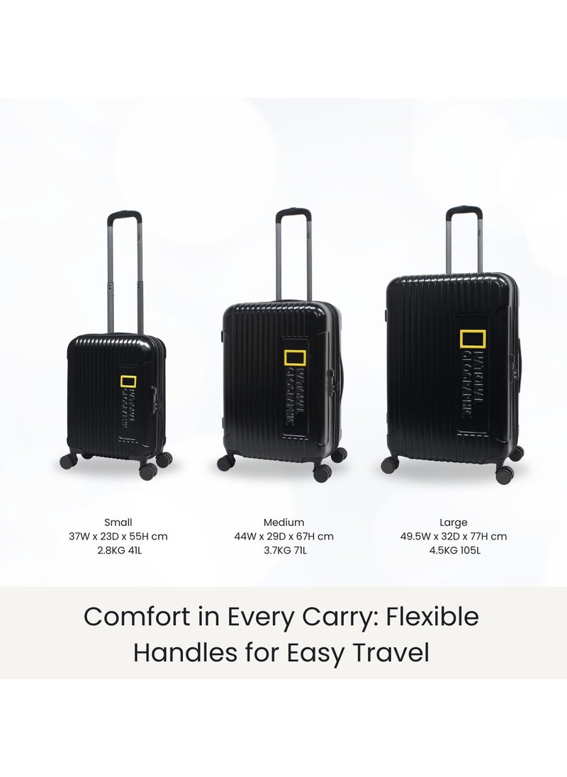 NATIONAL GEOGRAPHIC National Geographic Canyon ABS/PC Hardshell Large Check-In Suitcase Black, Durable Lightweight Expandable Anti-theft Zipper TSA Lock Travel Luggage, 4 Double Wheel Trolley Bag (71 cm/28 Inch).  - Image 2