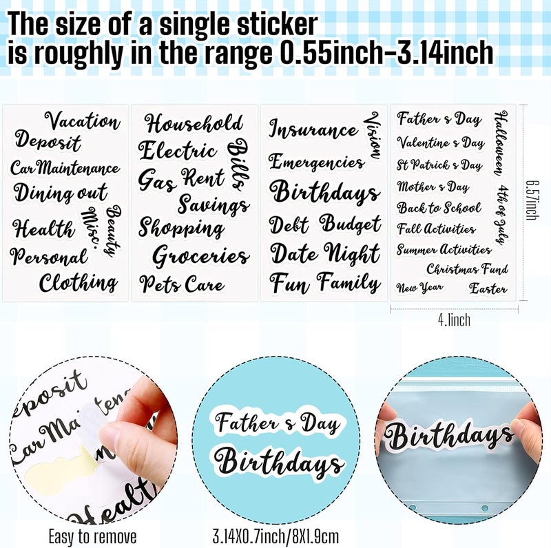 klarako 17 Pieces Binder Cover A7 Soft PVC 6-Ring Binder Cover 12 Pieces Mini Binder Pockets A7 Size 6 Holes Binder Zipper and 4 Sheets Cash Envelope Sticker for Budget Plan (Glitter Transparent) - Image 5