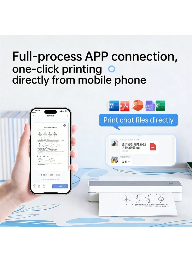 HPRT MT610 Portable Thermal Printer, A4 Bluetooth Printer, 203 DPI Inkless Printer with USB Type-C, for iOS, Android, Windows and macOS, Documents, Study and Mobile Office (29.5 × 8.2 × 7.2 cm) - Image 4