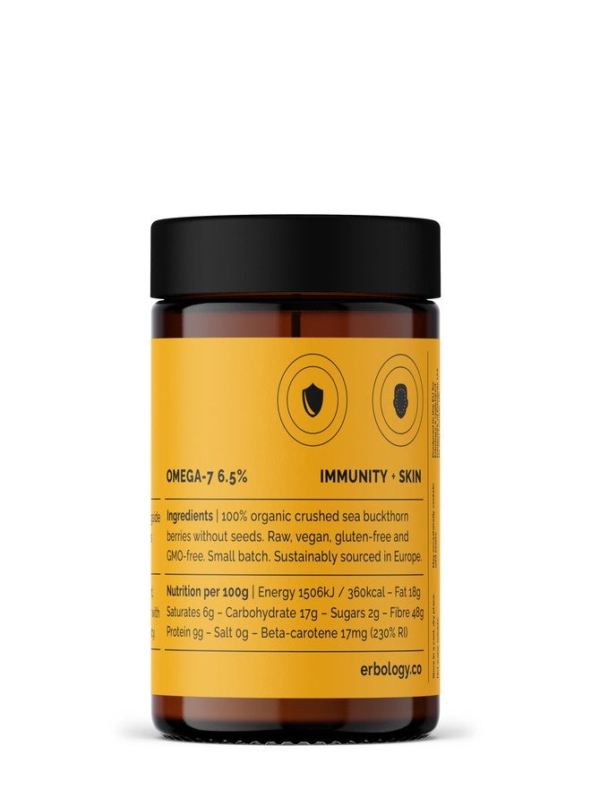 Erbology Organic Sea Buckthorn Powder 1.8 oz - 50 Servings - Skin Health and Immunity Support - Rich in Omega-7 (6.5%), Vitamin C and Vitamin A - Seeds Removed, More Concentrated - Vegan - GMO-Free - Image 2