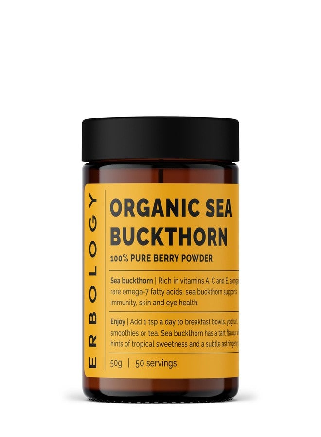 Erbology Organic Sea Buckthorn Powder 1.8 oz - 50 Servings - Skin Health and Immunity Support - Rich in Omega-7 (6.5%), Vitamin C and Vitamin A - Seeds Removed, More Concentrated - Vegan - GMO-Free - Image 1