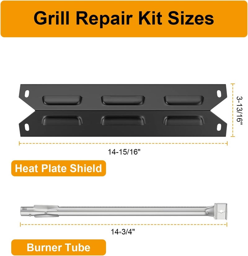 Replace parts Grill Replacement Parts for Kenmore 146.23678310 146.16142210 146.23673310 146.16198211 146.34611410 146.34611410 146.46372610 Gas Grill, Porcelain Steel Heat Plate Shield,Burner Tube Repair Kit - Image 2