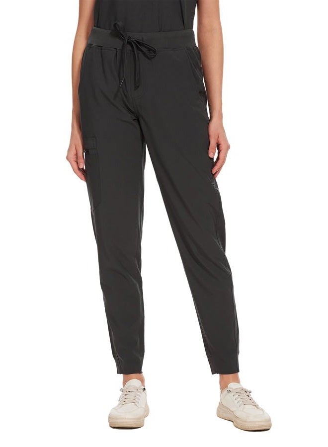 COZYFIT Medical Scrubs for Women Set - Curved V-Neck Scrub Top & Jogger Pants with 8 Pockets - Dark Grey, S - Image 5