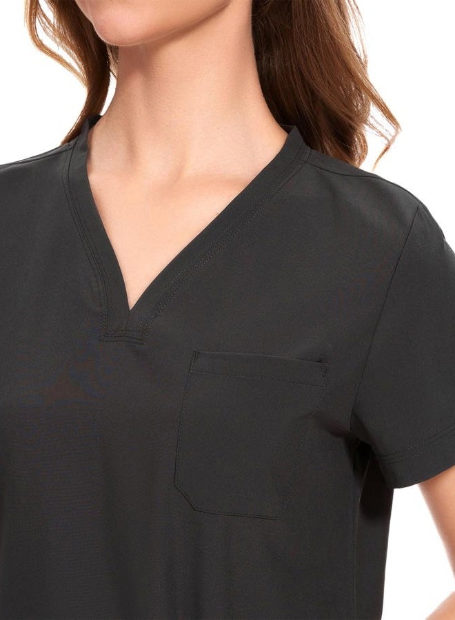 COZYFIT Medical Scrubs for Women Set - Curved V-Neck Scrub Top & Jogger Pants with 8 Pockets - Dark Grey, S - Image 4