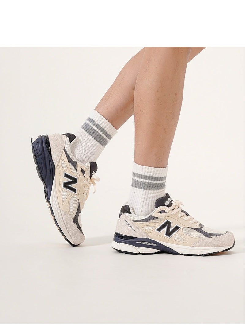 New Balance x Staud 990V3 Retro Sneakers Beige/Black | Unisex Running Athlesiure/Colorblock Sneakers Shoes for Men/ Women/Teens | Lightweight Design with Breathable Mesh | All-Day Comfort Casual Shoes - Image 2